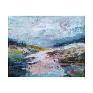 Where the Hills Whisper Abstract Landscape Painting, Dreamy Nature Wall Decor